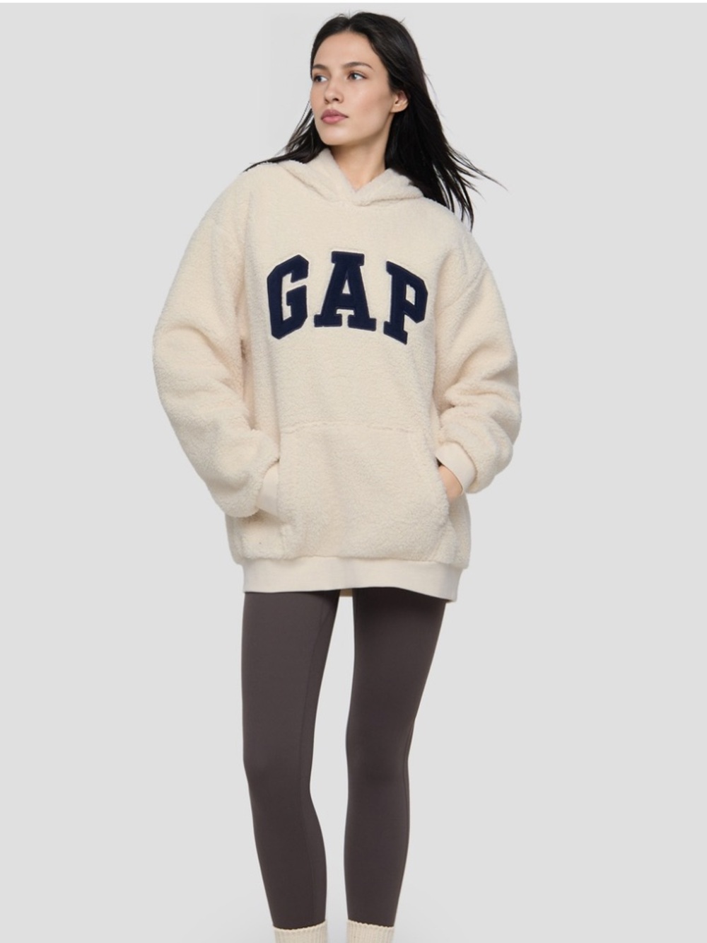 GAP oversized ivory white logo hoodie Teddy size SM